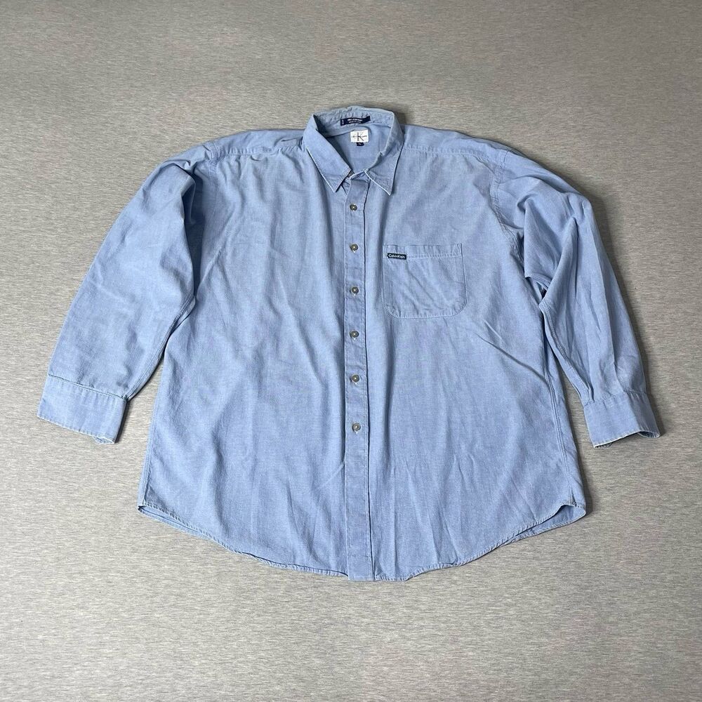 Calvin Klein Jeans Men’s Blue Classic Fit Button-Up Dress Shirt